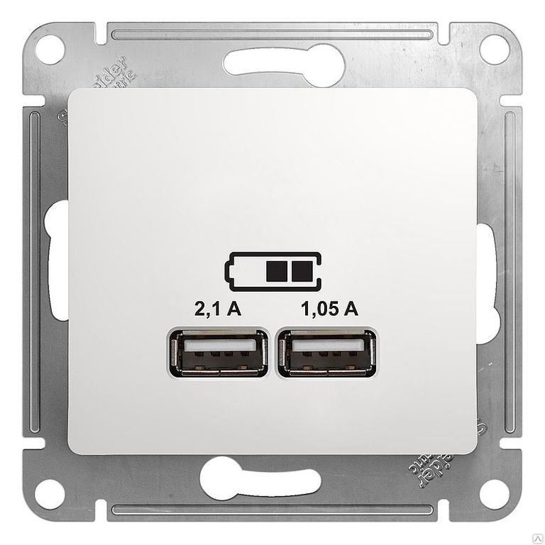 Sedna USB Розетка механизм 2x1,05А белый  — фото, цена 2 320.67 руб. ₽
