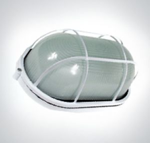 Светильник НПП-100w овальный с решеткой термостойкий IP54 (0202 белый)