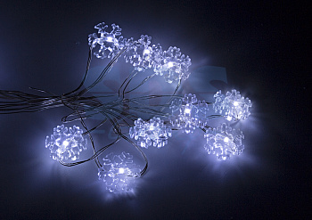 Гирлянда светодиодная Снежинки 2м 20LED белый — фото, цена 319.88 руб. ₽